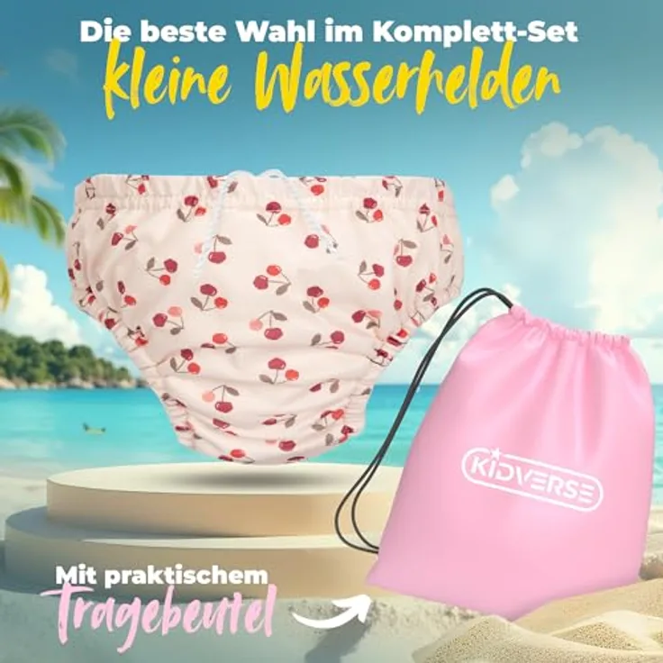 KIDVERSE Schwimmwindel Baby Badehose, hautfreundlich, wiederverwendbar & saugstark, inklusive Tragetasche, 1-2 Jahre