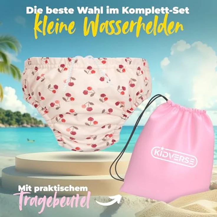 KIDVERSE Schwimmwindel Baby Badehose, hautfreundlich, wiederverwendbar & saugstark, inklusive Tragetasche, 1-2 Jahre – Bild 1