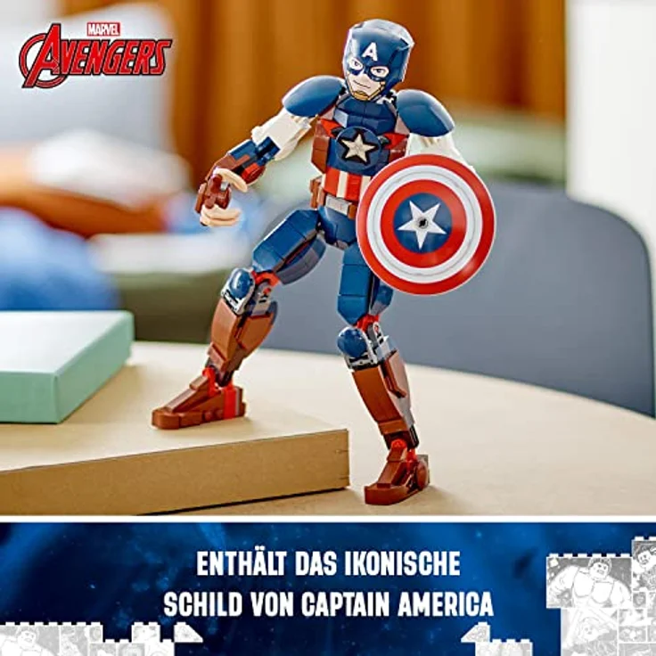 LEGO Marvel Captain America Baufigur, Superheld mit Schild, Avengers BAU-Spielzeug und Sammelfigur als Schlafzimmer Accessoire für Kinder, Jungen und Mädchen ab 8 Jahren 76258 – Bild 3