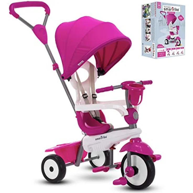 smarTrike Breeze Plus Dreirad für Kleinkinder im Alter von 1-3 Jahren – Variables( mehrstufiges) 4-in-1-Dreirad (Prinzessinnen-Rosa) – Bild 1