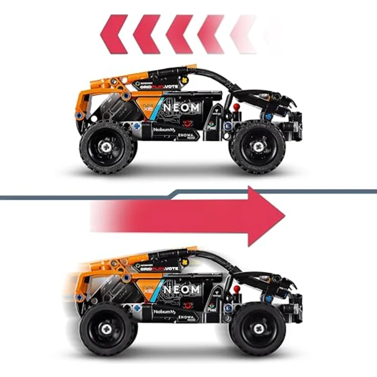 LEGO Technic NEOM McLaren Extreme E Race Car Set, Auto-Spielzeug mit Rückziehmotor für Kinder, baubares Aufziehauto, Technik-Geschenk für Jungs und Mädchen ab 7 Jahren 42166 – Bild 4