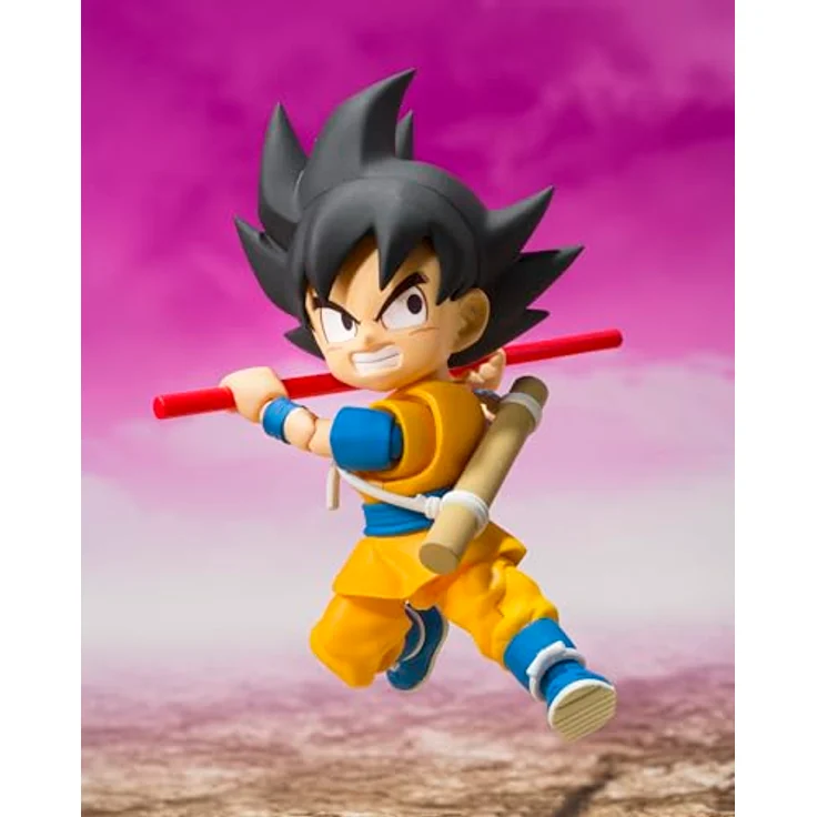 TAMASHII NATIONS Dragon Ball DAIMA, Son Goku (Mini) S.H.Figuarts Actionfigur, ca. 7,1 cm groß mit Ersatzteilen und einzigartiger beweglicher Struktur – Bild 5