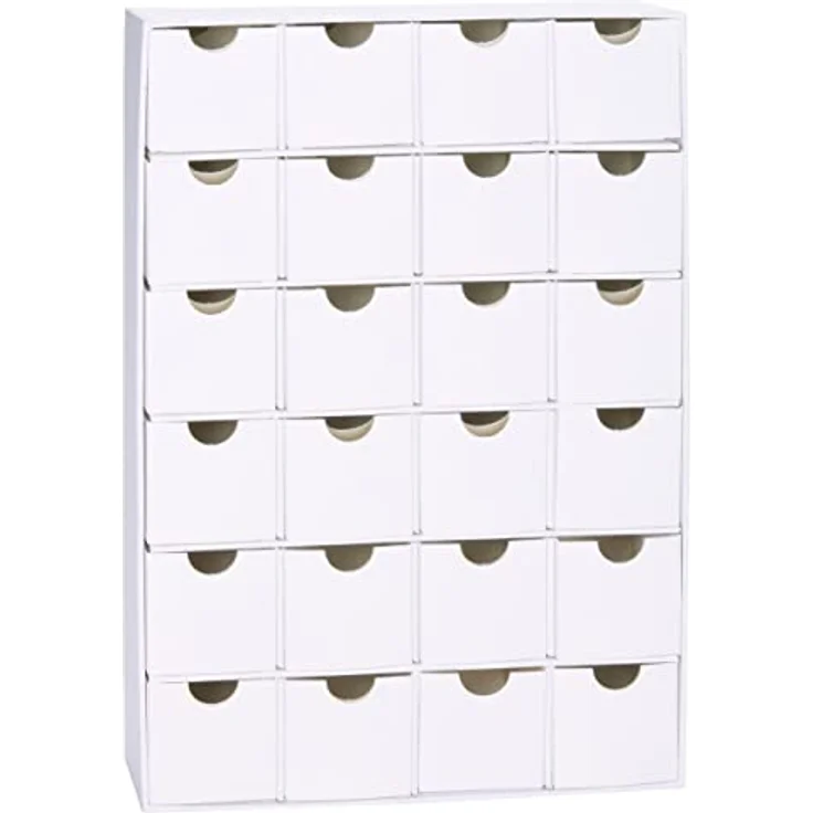 DIY Adventskalender zum Bemalen, Basteln und Selbstgestalten aus Pappe - Weiß - 32,5 cm Höhe – Bild 3