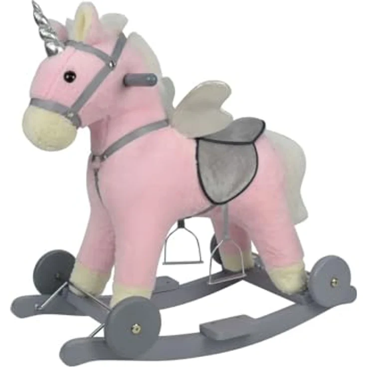 Chipolino Schaukeltier Einhorn mit Soundeffekten, Holz, rosa, mit Rollen und Haltegriffen, ab 18 Monaten
