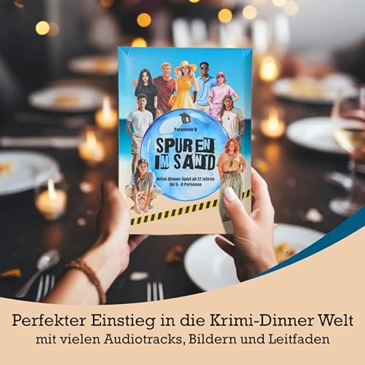 Parameter B Spuren im Sand, Krimidinner für 6-8 Personen, ab 12 Jahren, mit realistischen Beweisen und Einsteigerfreundlichkeit für Familien – Bild 4
