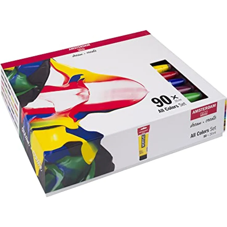 Amsterdam Standard Series Acrylfarben Set, Komplettes Probierset mit 90 x 20 ml Tuben in allen Amsterdam Farben, mittlere Viskosität und seidenmattes Finish – Bild 3