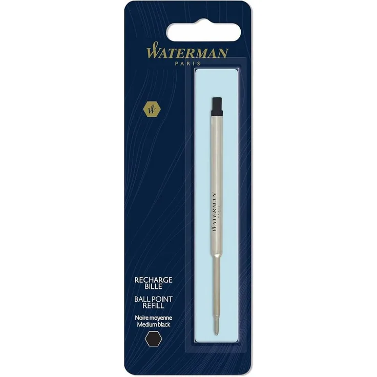 Waterman Füllfederhalter Grossraum Mine M schwarz Standard Maxima 1er Blisterkarte, Tintenflacon in eleganter schwarzer Farbe
