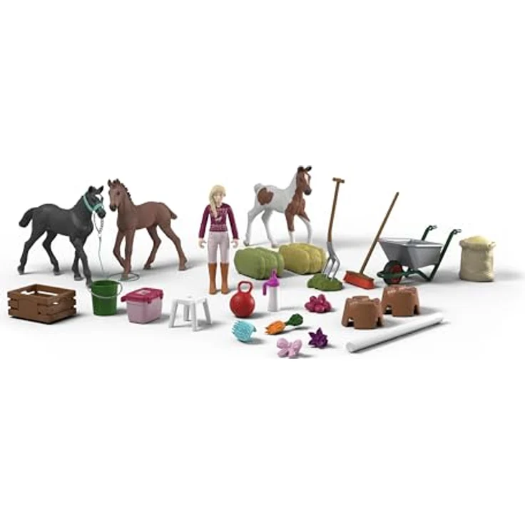 SCHLEICH Horse Club Adventskalender 2025 – Weihnachtswunder Fohlenaufzucht 99178 | mit beweglicher Figur Sofia, 3 exklusive Fohlenfiguren & Zubehör | Geschenkidee für Kinder ab 5 Jahren | 34 Teile – Bild 2