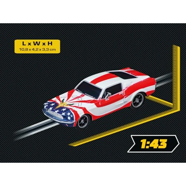 Carrera Ford Mustang '67 - Stars 'n Stripes, Modellfahrzeug im Maßstab 1:43, kompatibel mit Carrera GO!!! Systemen, robustes Design für Kinder und Einsteiger – Bild 2