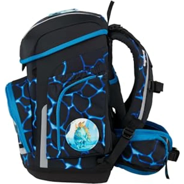 ergobag cubo Set, ergonomischer Schulranzen 5-teilig mit höhenverstellbarem Tragesystem, standfest und reflektierend, für 1. Klasse, grau – Bild 4