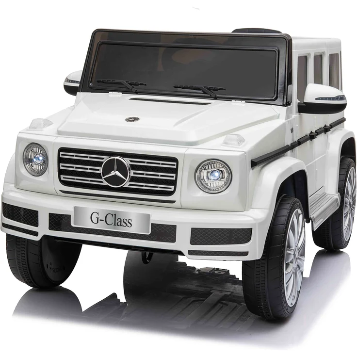 BoGi Mercedes G500 G63/G65 G-Klasse Kinderfahrzeug, Elektrofahrzeug mit 12V, Ledersitz, EVA-Vollgummireifen, weiß
