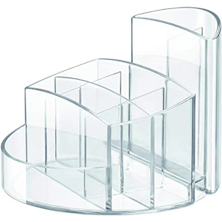 HAN Schreibtischköcher RONDO, Stiftehalter mit 9 Fächern, Schreibtisch Organizer, mit Briefschlitz und Gummifüßen, Premiumqualität, 17460-23, transparent-glasklar – Bild 2