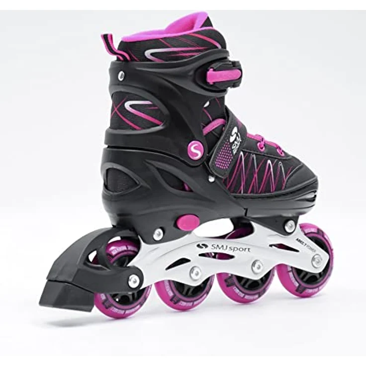 SMJ sport Kinder Mädchen 2IN1 Inlineskates Schlittschuhe Verstellbar Inliner ABEC7 LEA, Schwarz/Rosa, Größenverstellbar und Hochwertige Kugellager – Bild 5