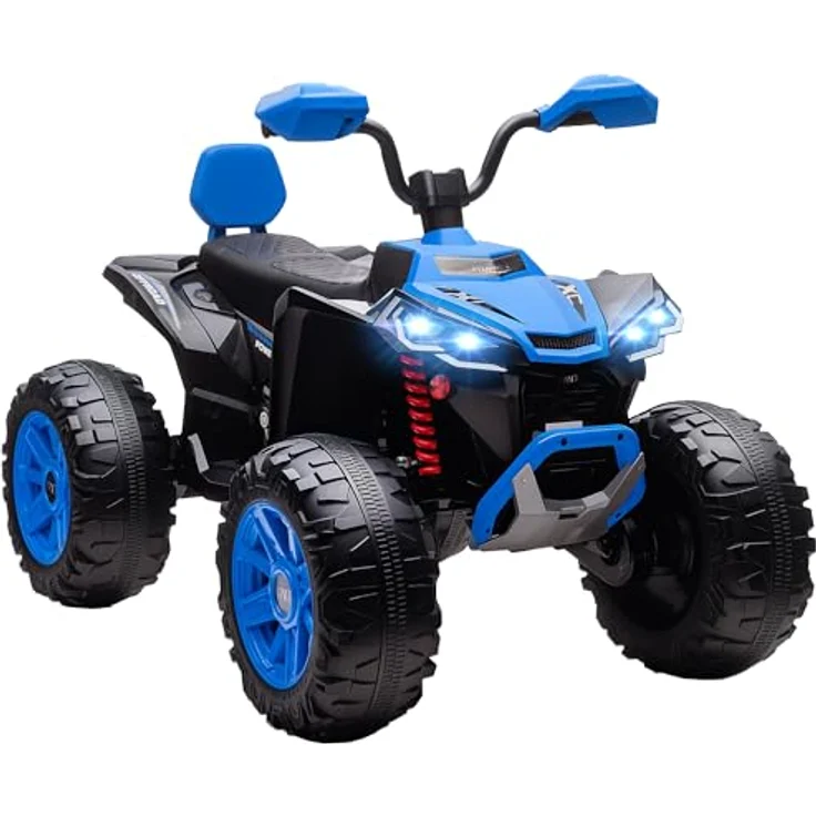 AIYAPLAY 24V Elektro Quad für Kinder, Kinderquad mit Vorwärts- und Rückwärtsfunktion, 2-Sitzer, 4 gefederte Räder, Scheinwerfer, USB- & MP3-Anschluss, 4-6,5 km/h, Blau – Bild 1