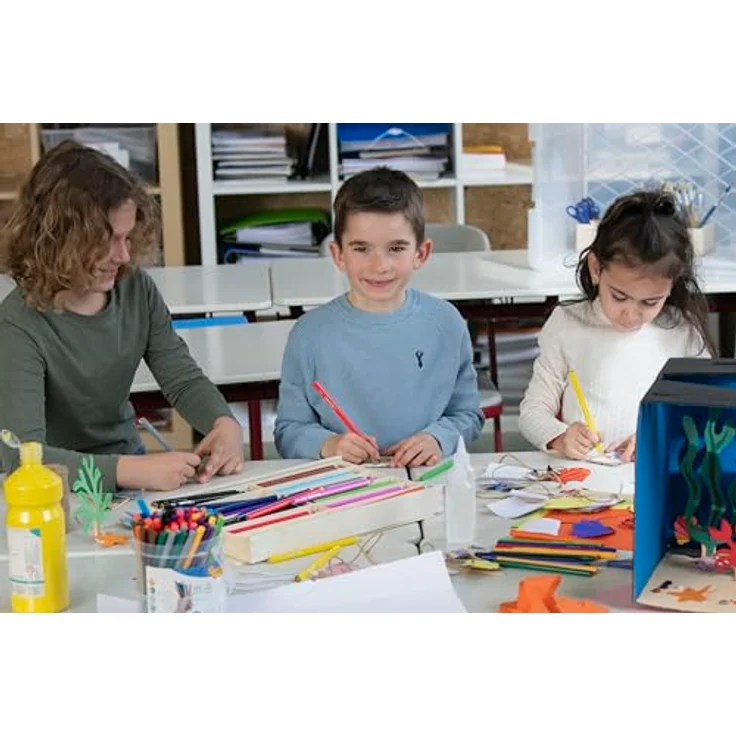 Betzold Buntstift 144 dicke Dreikantstifte, 17,5 cm lang, robuste Mine, in umweltfreundlicher Holzbox für Kinder – Bild 5