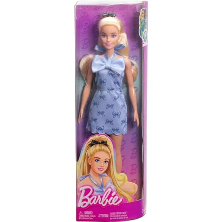 Barbie Fashionista Puppe mit blauer Schleife, Anziehpuppe für kreative Modeerlebnisse – Bild 6