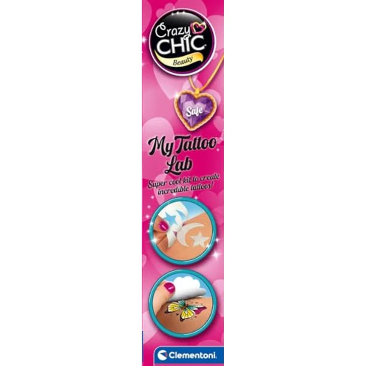 Clementoni® Kreativset Crazy Chick, Tattoo-Studio mit Körperstift, Schablonen und Tattoo-Buch, fördert Kreativität und Geschicklichkeit – Bild 3