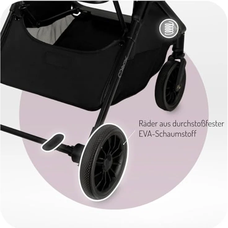 MoMi Kinderwagen ANDREA, kompakter Buggy mit automatischem Faltsystem, bis 22 kg, 5-Punkt-Sicherheitsgurt, Getränkehalter, Einkaufskorb, Tasche, Insekten- und Regenschutz, Zwillingsfunktion – Bild 3