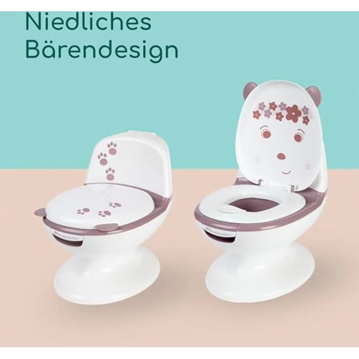 bebeconfort Mini-Toilette mit Spültaste und Spülgeräuschen, pink, rutschfester Boden und herausnehmbare Schüssel – Bild 9