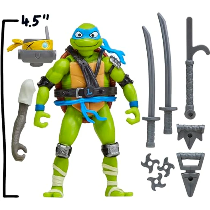 Teenage Mutant Ninja Turtles Mix 'n Match Leonardo, Sammelfigur mit austauschbaren Teilen und Zubehör, 11,5 cm, Mehrfarbig – Bild 4