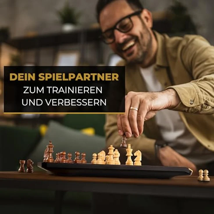 Millennium Chess Genius Pro 2024, Schachcomputer mit Holzoptik, 2200 ELO, Farbdisplay, Drucksensorbrett, magnetische Echtholzfiguren – Bild 4