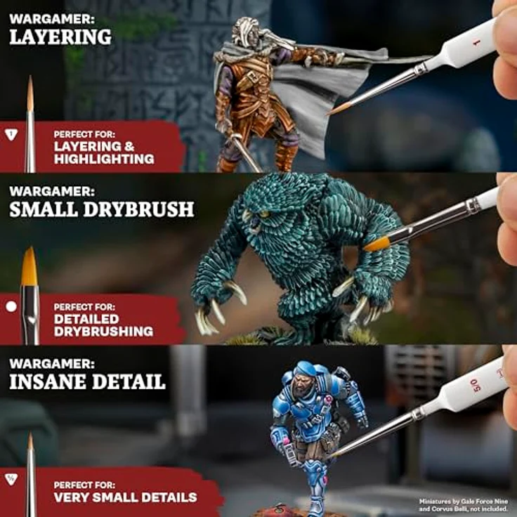 The Army Painter Most Wanted Pinsel-Set, Miniatur-Pinsel-Set mit 3 Wargamer-Pinseln: Drybrush, Layering & Insane Detail, handgefertigt in Europa, umweltfreundliche Verpackung – Bild 2
