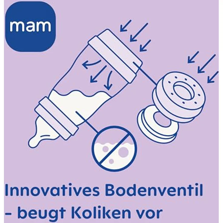 MAM Easy Start Anti-Colic Babyflasche (160 ml), Baby Trinkflasche mit Bodenventil gegen Koliken & Sauger Größe 1, 0+ Monate, Robbe/beige/zartrosa – Bild 4