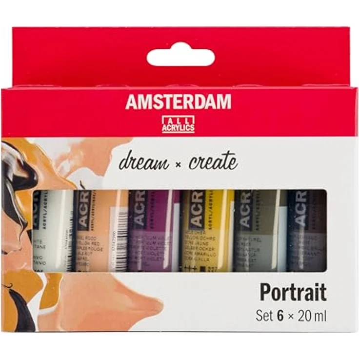 Amsterdam Standard Serie Acrylfarben Set, Portrait Set mit 6 x 20 ml Tuben, Mischfarben für verschiedene Hauttöne – Bild 1