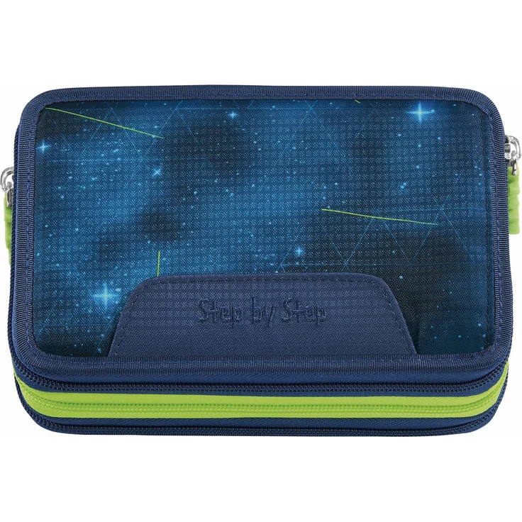 Step by Step Federmäppchen XXL Mäppchen aus recycelten PET-Flaschen, 16 Tricolor-Farbstifte, 18 Filzstifte, blau – Bild 1