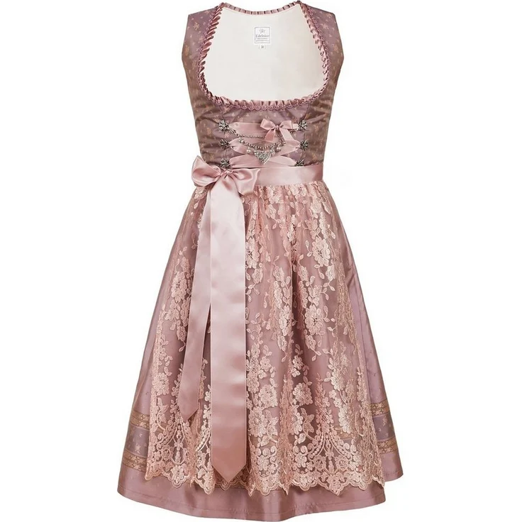 Edelnice Dirndl Madeleine, Trachtenkleid mit handgefertigtem Charivari, gold-rosé - Preisvergleich – Bild 1