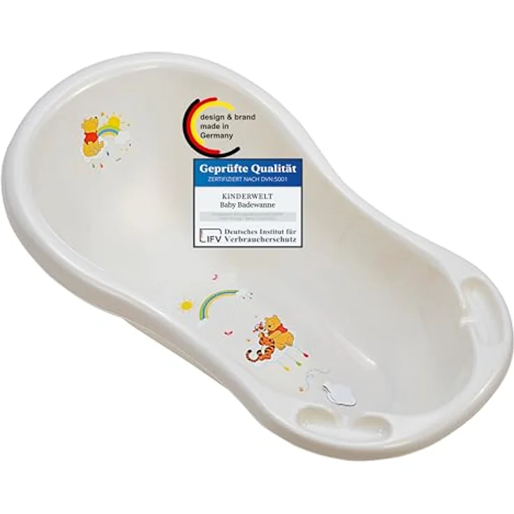 Baby Badewanne 84 cm mit Stöpsel Disney Winnie Pooh perl weiß Babywanne – Bild 2