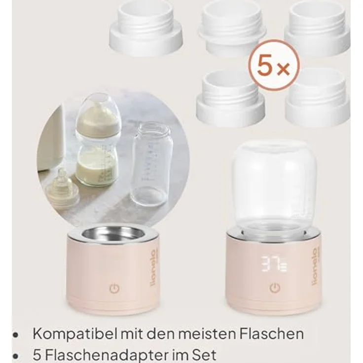 Lionelo Thermup Swift, mobiler Flaschenwärmer kabellos mit 5000 mAh Akku, 90 ml in 3 Min auf 37°C, USB-C, Touch-Display, 4 Temperaturstufen, Warmhalten bis 6 h, BPA-frei – Bild 4