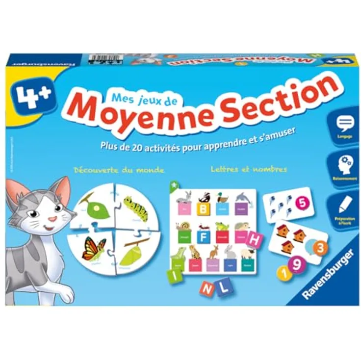 Ravensburger My Medium Section Games (FR), Lernspiel für Kinder mit einfacher Handhabung, geeignet für 1-4 Spieler, Spieldauer 5-20 Minuten