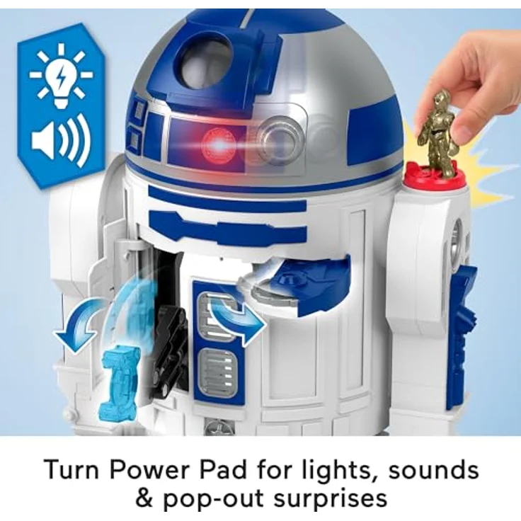 Fisher-Price Imaginext STAR WARS-R2-D2, interaktives Spielzeug (ca. 44 cm) mit Lichtern, Geräuschen und C-3PO Die-Cast-Figur, für Kinder ab 3 Jahren, HXG52 – Bild 4