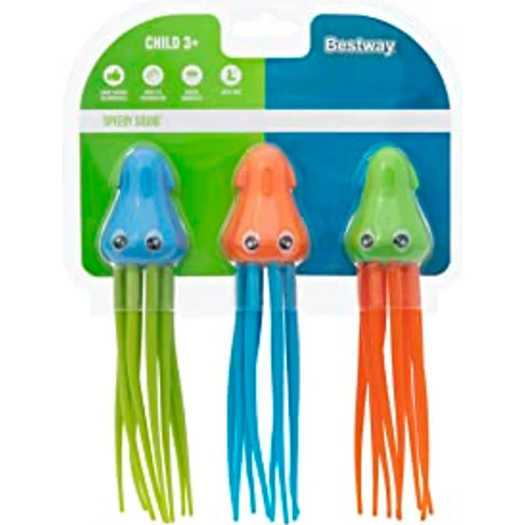 Bestway Speedy Squid Tauchfiguren-Set, 3er-Set in Tintenfischform, empfohlen von Schwimmlehrern, für Kinder ab 3 Jahren, fördert Hand-Augen-Koordination und räumliches Denken – Bild 3