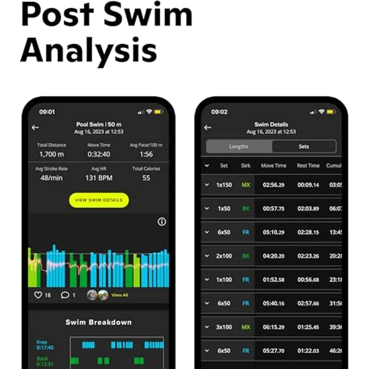 FORM Smart Swim 2 Schwimmbrille, Schwimmhilfen mit Echtzeit-Metriken und integrierter Herzfrequenzmessung, blau – Bild 4