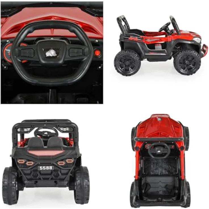 Moni Kinder Elektroauto Buggy Fast UTV 5588, metallic, mit Fernbedienung, MP3- und USB-Funktion, Sicherheitsgurt, rot – Bild 5