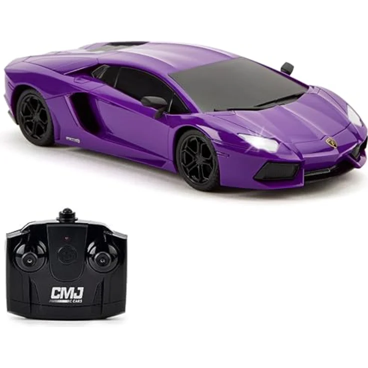 CMJ RC CARS Lamborghini LP700-4, ferngesteuertes Auto im Maßstab 1:24, lila, mit 2,4 GHz Frequenz und Arbeitsscheinwerfern – Bild 1
