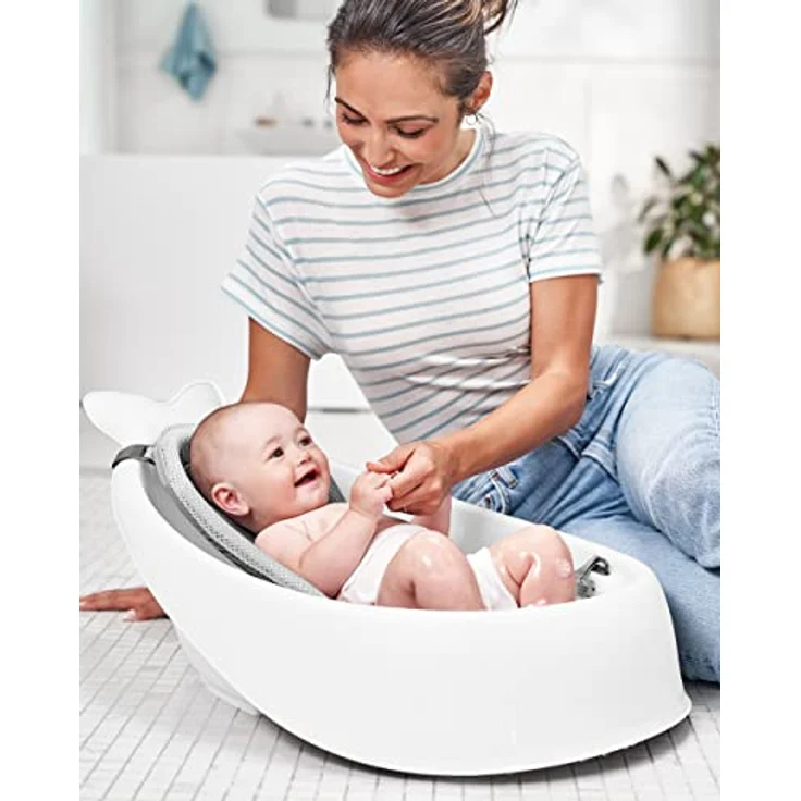 Skip Hop Badewanne Moby, weiß, 3 Stufen, PVC-frei, phthalatfrei, rutschfest, für Neugeborene mit Ablaufstöpsel (von Geburt bis 11 kg) – Bild 4