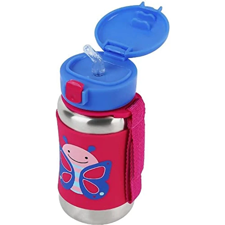 Skip Hop Steel Water Bottle Butterfly Zoo 350ml pink – Bild 2