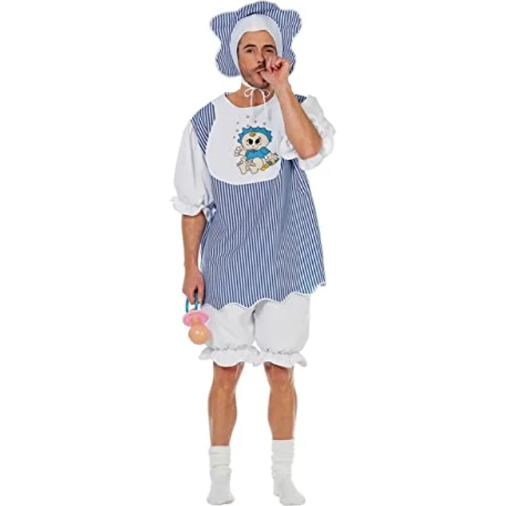 Wilbers Herren-Kostüm Baby Boy, blau mit Mütze, Größe 58 - 60, für humorvolle Anlässe