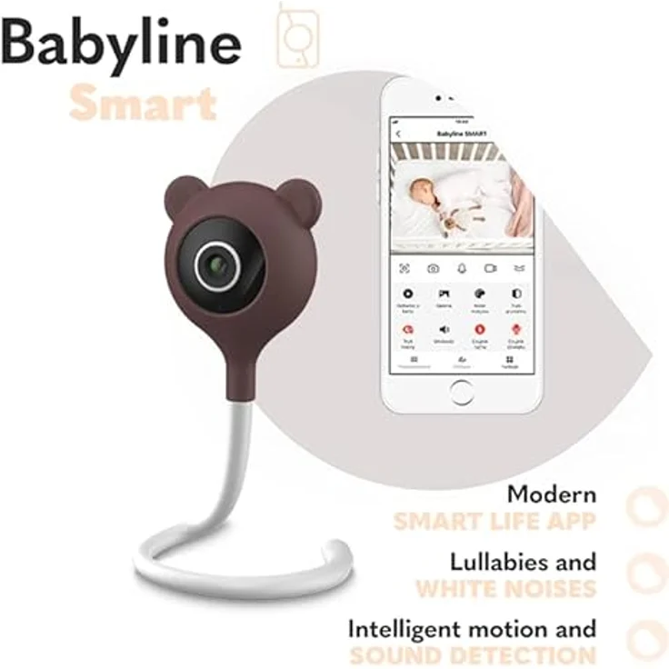LIONELO Babyline Smart elektronisches Babyphone,Baby Camera Wi-Fi,Mobile Applikation,Bewegungs Geräuscherkennung,Sichtbarkeit im Dunkeln,Zwei-Wege Kommunikation,Temperatursensor, 5,3 x 3,3 x 28,5 – Bild 4
