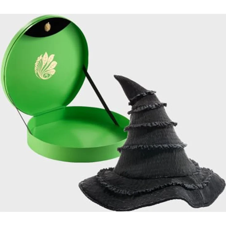 The Noble Collection Wicked Elphaba Hut, Kostümzubehör in Sammlerbox mit goldfarbenem Shiz Pin, grün, ca. 15 Zoll hoch