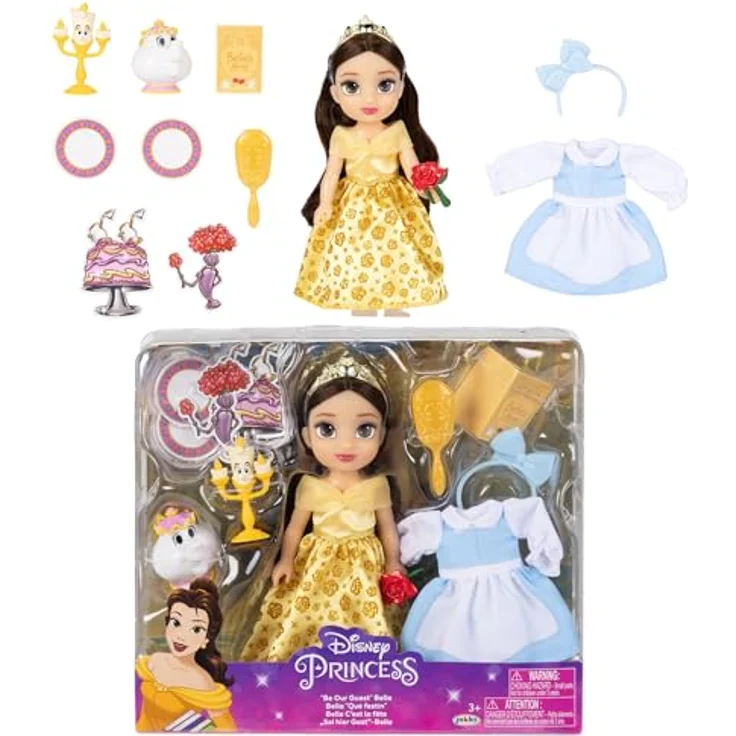Jakks Pacific Disney Princess Bella Geschenkset, 15 cm Puppe mit Zubehör, gelb, One Size – Bild 1
