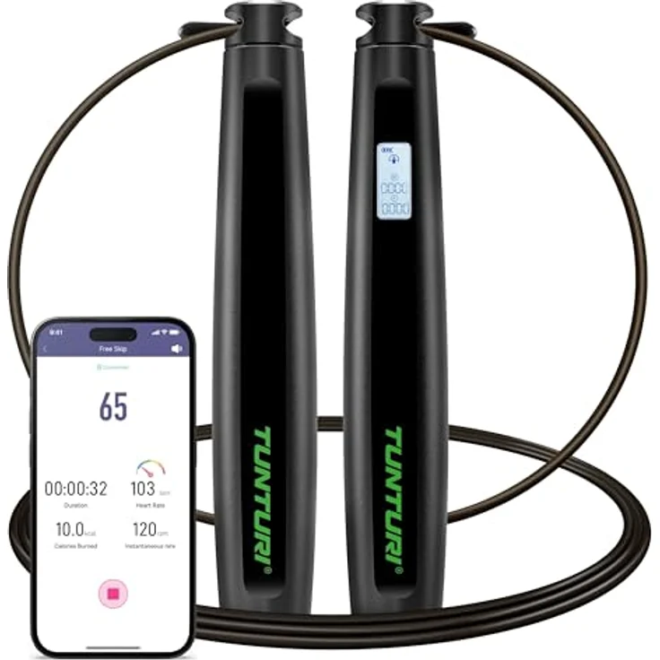 Tunturi Smart Springseil - Seilspringen - Jumping Fitness - Verstellbar mit Hautfreundlichen Schaum Griffe - Längenverstellbar - Für Kinder und Erwachsene, Blau – Bild 1