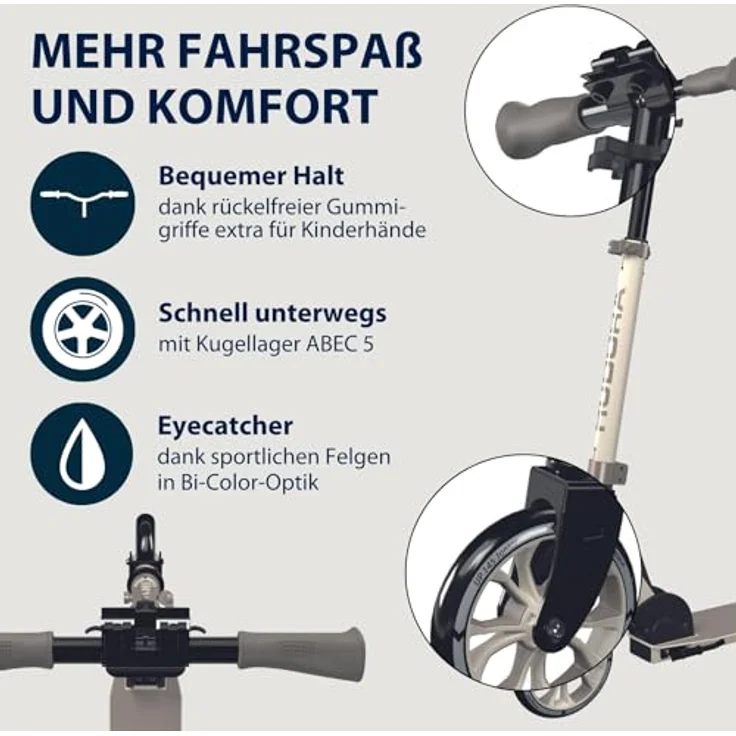 HUDORA Scooter Up 145 Junior - pearl - Kinder Roller ab 3 Jahre - City Roller mit 145 mm Rollen - bis 60 kg – Bild 3