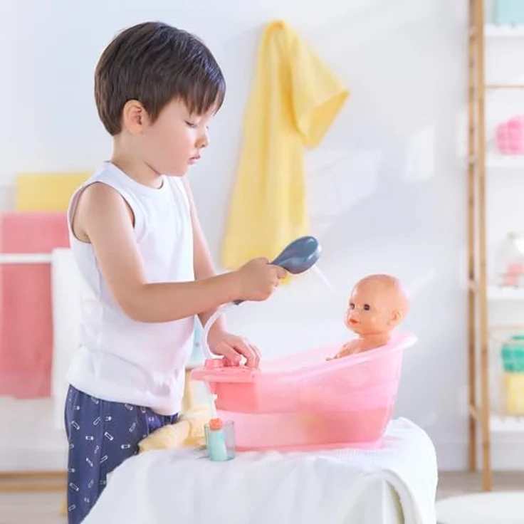 Corolle Mon Grand Poupon Badewanne, mit Pumpfunktion und Badeente, geeignet für 30-36 cm Puppen, 32,5 cm, für Kinder ab 3 Jahren – Bild 4