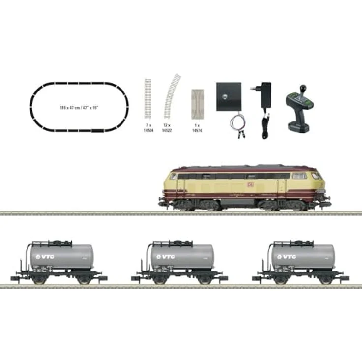 MiniTrix T11160 Digital-Startpackung Güterzug mit Baureihe 217, Diesellokomotive im Betriebszustand 2010, incl. mfx-DCC-Decoder und 3 Kesselwagen – Bild 2