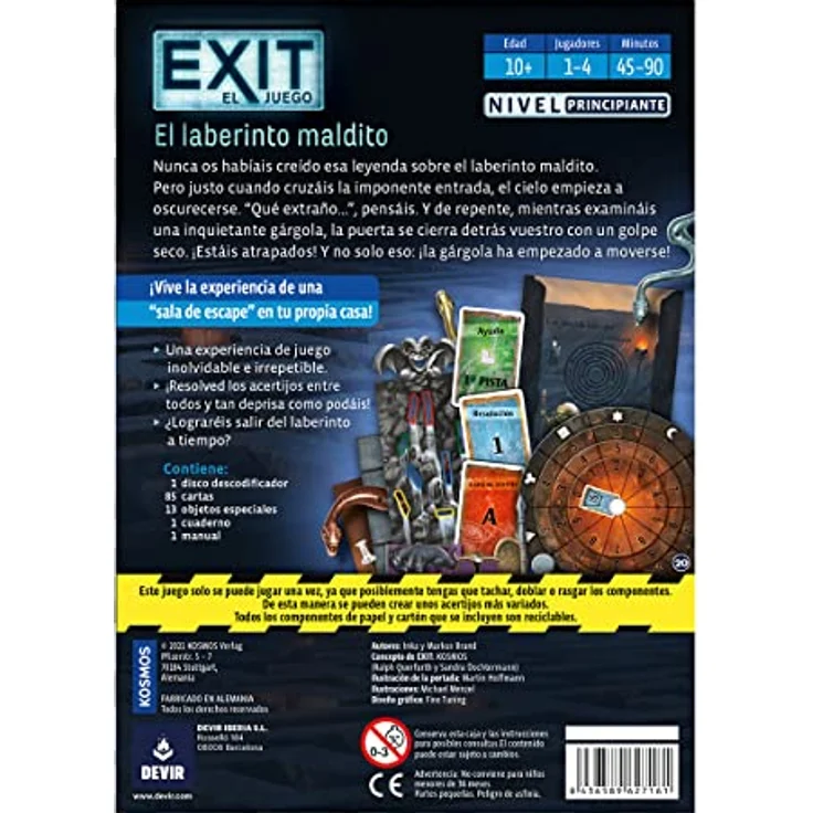 Devir BGEXIT19SP Exit: Das verfluchte Labyrinth, Brettspiel für 1-4 Spieler, Spieldauer 45-90 Minuten, ab 10 Jahren – Bild 3