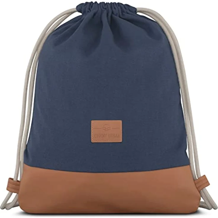 Johnny Urban Turnbeutel Damen & Herren Blau Braun - Luke - Beutel Rucksack mit Kordelzug - Baumwoll Canvas - Kleine Innentasche für Wertsachen – Bild 1